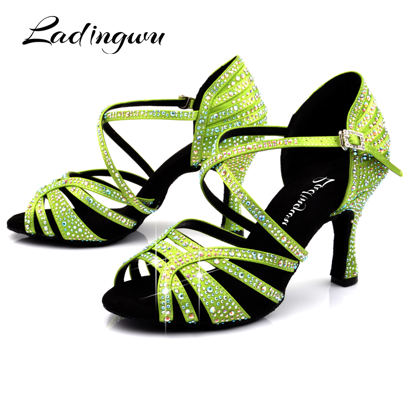 Women'S Shoes Z - Ladingwu Sepatu Dansa Latin Satin Hijau