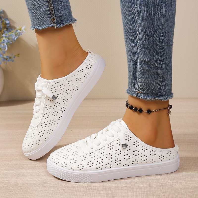 Slip On Mule Flat - Sepatu Slip On Mule Berdetail Bunga