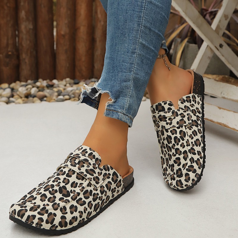 Sandal Wanita Motif Leopard Sl - Slip On Mule Flat ulasan dan harga