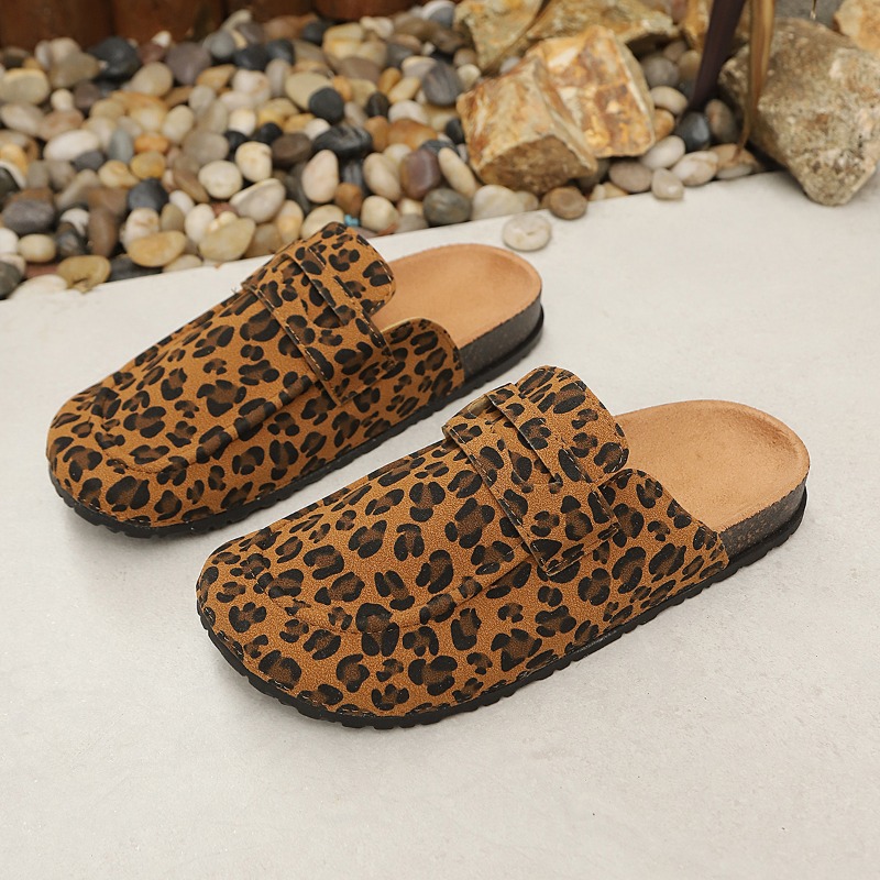 Sandal Wanita Motif Leopard Sl - Slip On Mule Flat ulasan dan harga