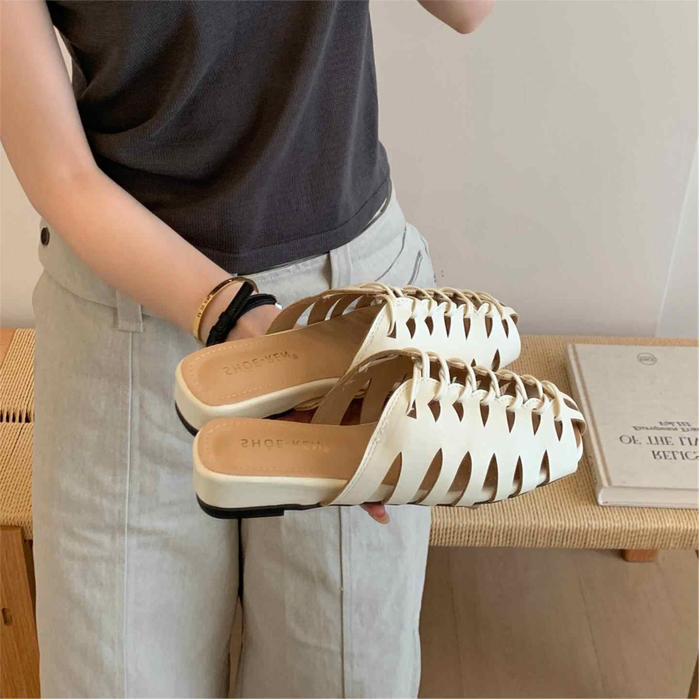 Sepatu Pantai Wanita Rajutan T - Slip On Mule Flat ulasan dan harga