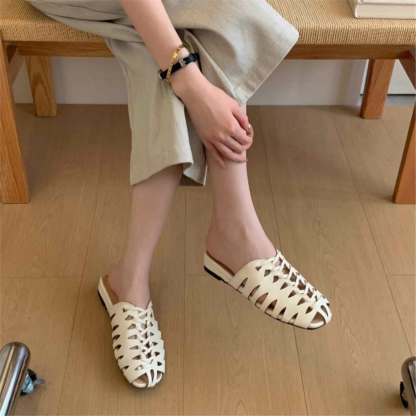 Sepatu Pantai Wanita Rajutan T - Slip On Mule Flat ulasan dan harga