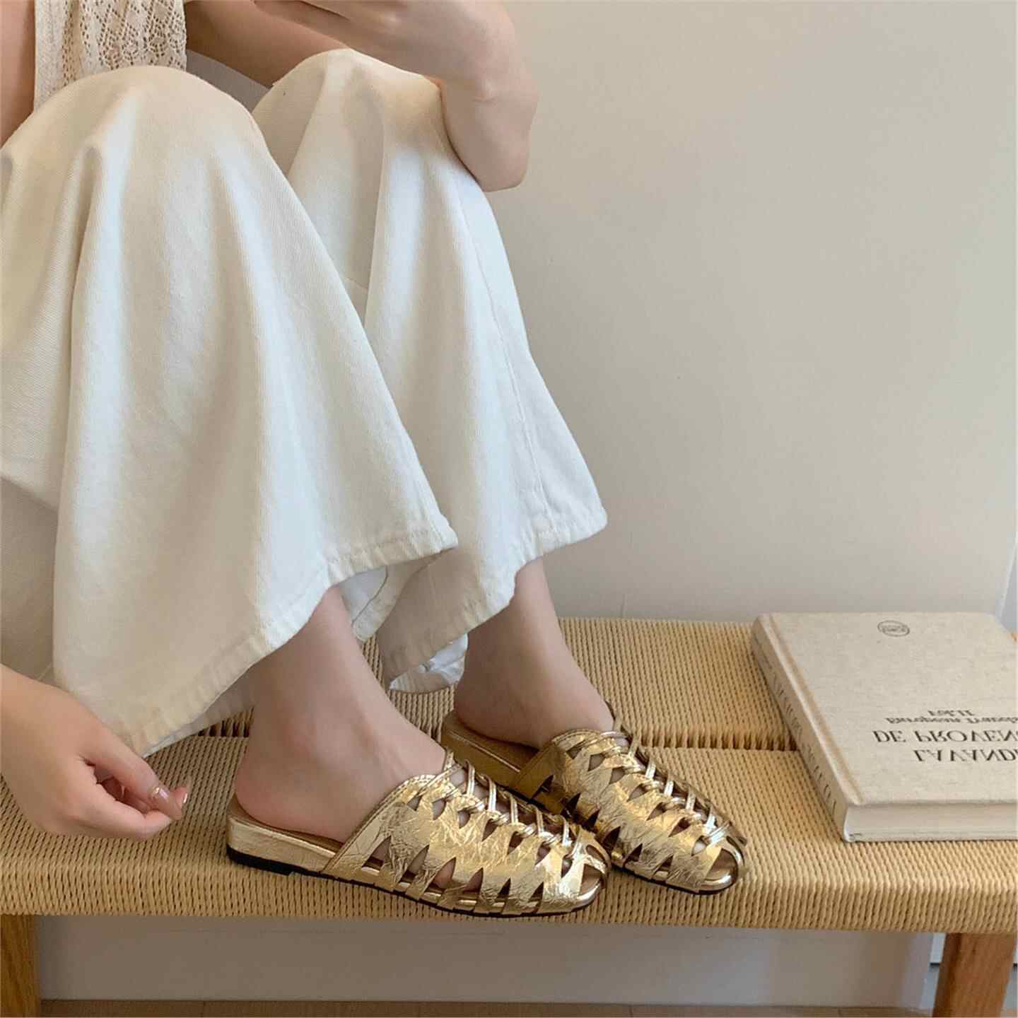 Sepatu Pantai Wanita Rajutan T - Slip On Mule Flat ulasan dan harga