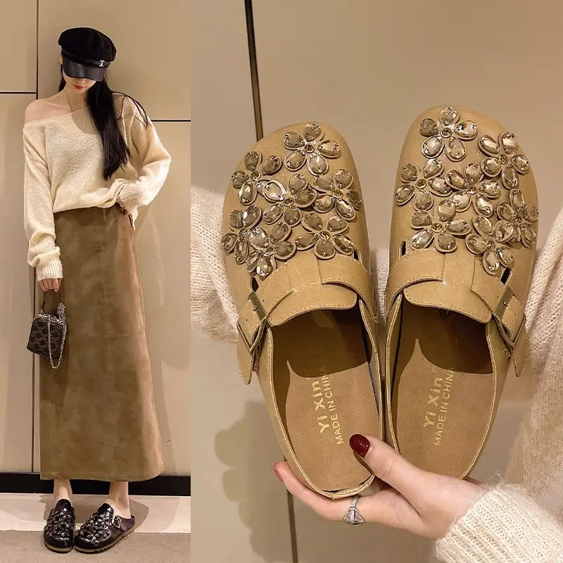 Sepatu Clog Wanita Motif Bunga - Slip On Mule Flat ulasan dan harga